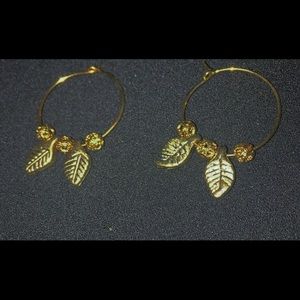 handmade small gold leaf hoops